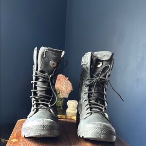 Black Lace-Up Combat Boots